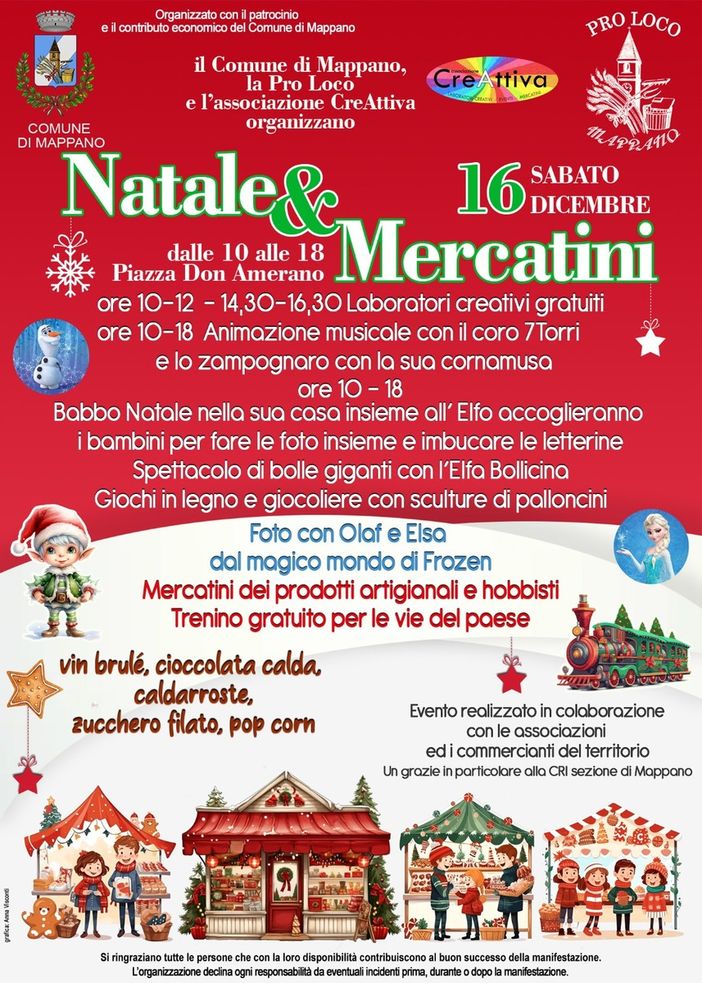 Sabato 16 Dicembre a Mappano arriva il Trenino delle feste con le bancarelle, i laboratori gratuiti per i bambini, il basket in piazza ed i giochi di una volta!