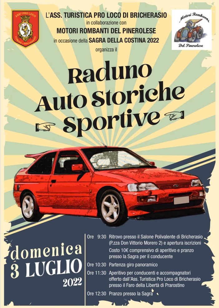 Le auto storiche sportive si danno appuntamento a Bricherasio per un raduno panoramico
