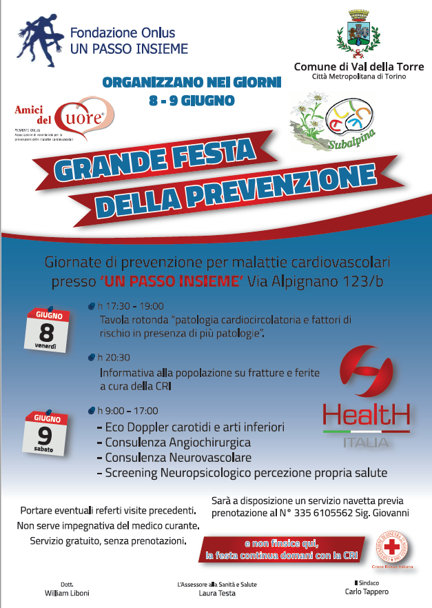 Grande festa della prevenzione da oggi a domenica a Val della Torre