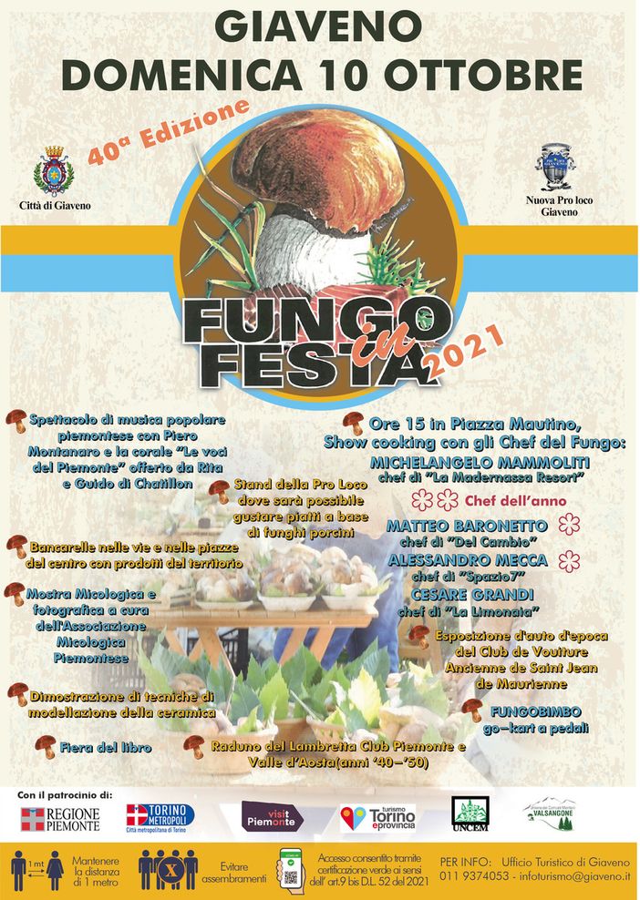 Giaveno, dal 3 al 10 ottobre appuntamento con &quot;Fungo in Festa&quot;