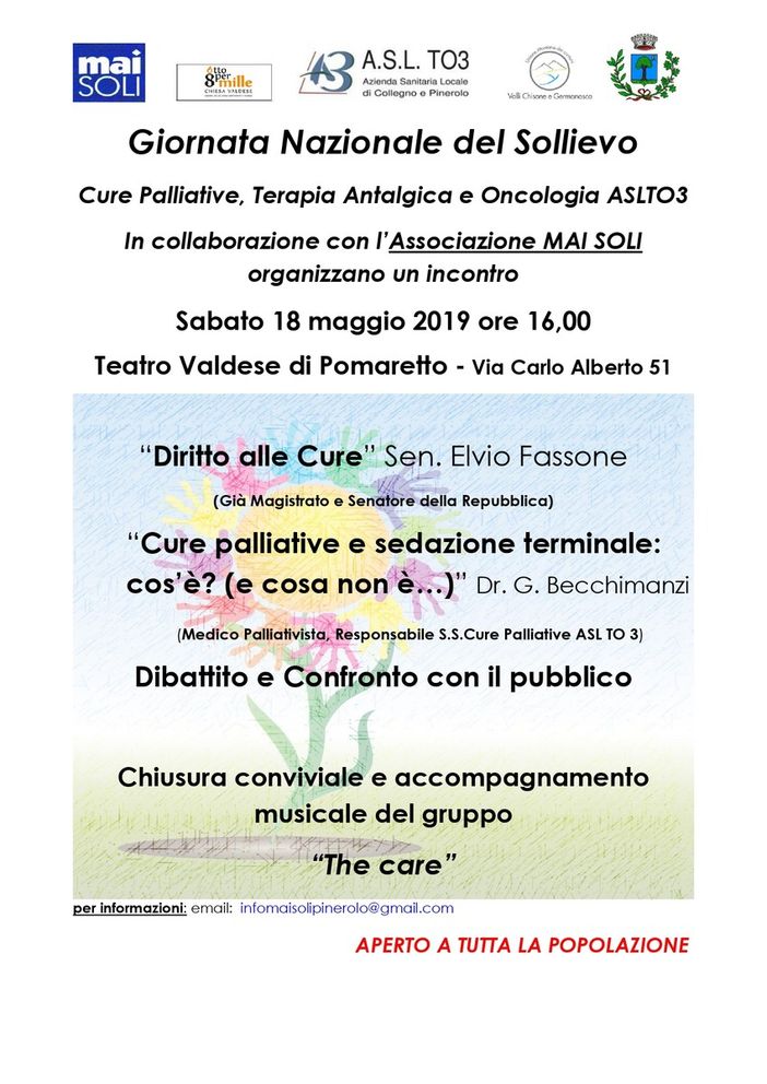 Asl To3, un dibattito e una campagna di sensibilizzazione per la giornata nazionale del Sollievo Asl To3, un dibattito e una campagna di sensibilizzazione per la giornata nazionale del Sollievo