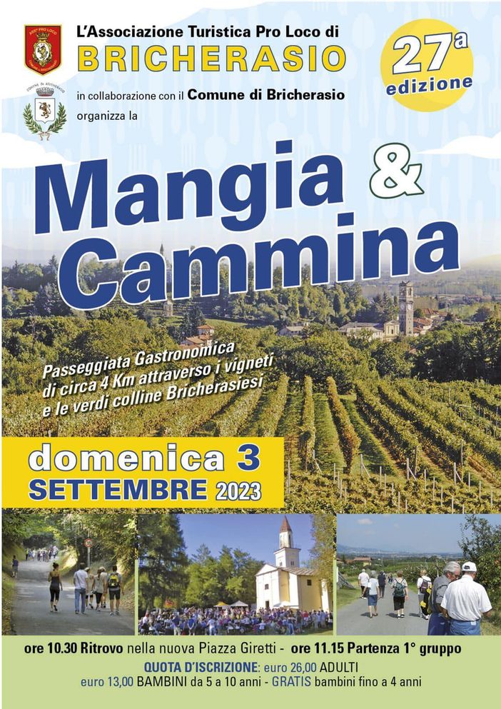 Piazze, parchi e vigne di Bricherasio si preparano ad ospitare la Mangia &amp; Cammina