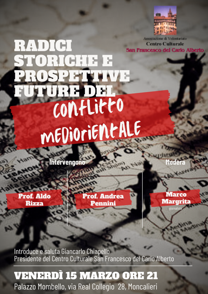Al Centro Culturale Carlo Alberto di Moncalieri un convegno sul conflitto mediorientale