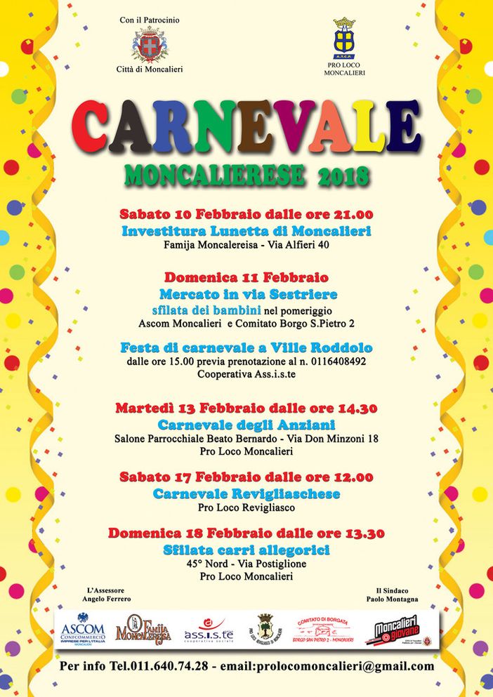 Moncalieri, oggi la grande festa di Carnevale in via Sestriere