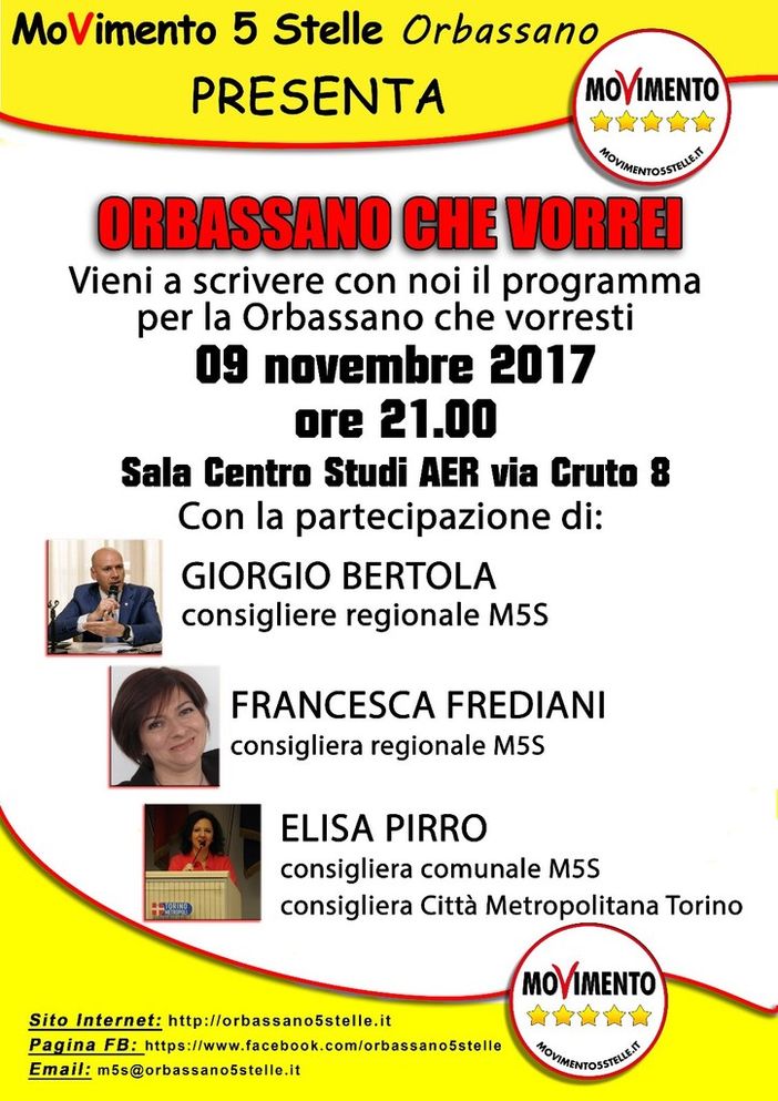 Orbassano, il M5S inizia già a lavorare in vista delle elezioni comunali del 2018