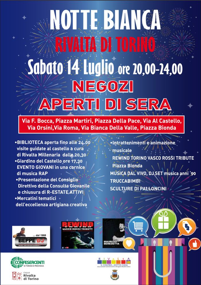 Sabato 14 luglio a Rivalta è tempo di Notte Bianca