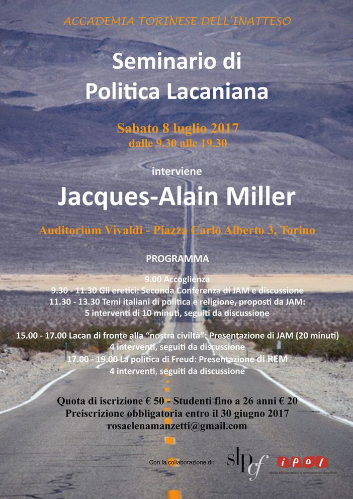 L'8 luglio a Torino seminario di Politica Lacaniana