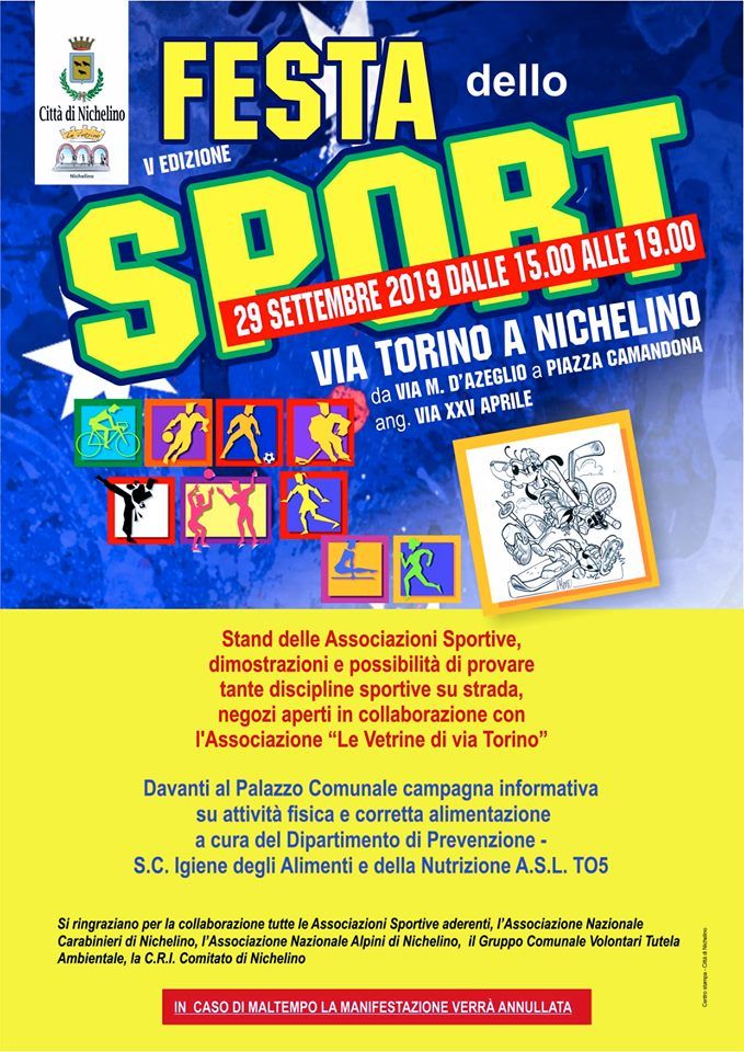 Domani a Nichelino la quinta edizione della &quot;Festa dello Sport&quot;