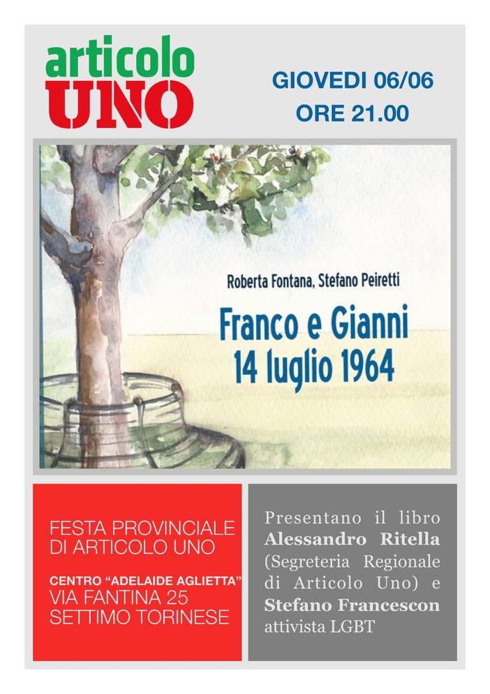 Settimo Torinese, una serata per raccontare l'amore tra Franco e Gianni Settimo Torinese, una serata per raccontare l'amore tra Franco e Gianni
