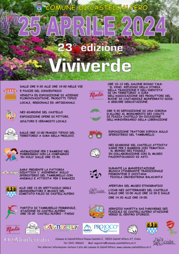 A Castell'Alfero un ricco 25 aprile con &quot;Viviverde&quot; e la festa della Liberazione