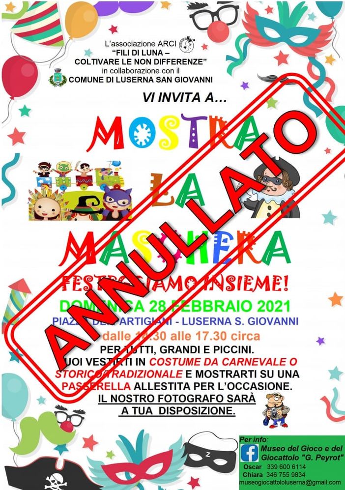 Locandina carnevale annullato Luserna San Giovanni