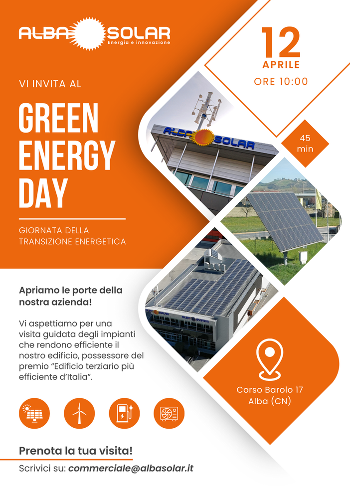 Albasolar apre le porte al pubblico per il Green Energy Day – 12 aprile 2025 Albasolar apre le porte al pubblico per il Green Energy Day – 12 aprile 2025