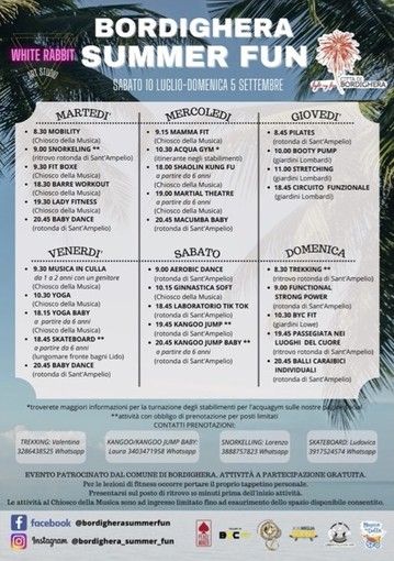 Al via da sabato 'Bordighera Summer Fun', il programma di animazione e sport per l'estate 2021