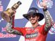 Pecco sul podio non festeggia per rispetto della famiglia di Dean Bert a Vinales, morto nella gare di Jerez