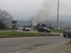 Il bus in fiamme al ponte di Bibiana