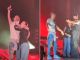 Alcuni momenti della serata di Venaria, con il concerto di Olly e la proposta di matrimonio
