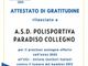 La Polisportiva Paradiso Collegno premiata per l'impegno a favore dei bambini malati di cancro La Polisportiva Paradiso Collegno premiata per l'impegno a favore dei bambini malati di cancro