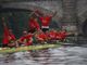equipaggio maschile di canottaggio esulta in maglia rossa