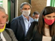 Chiara Appendino con l'avvocato Chiappero mentre esce dal tribunale