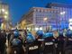 cordone di Polizia durante la manifestazione in centro