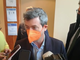 Andrea Orlando davanti ai microfoni