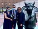 Chiara Appendino con Nicola Russo e Toret gigante