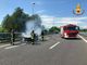 Auto prende fuoco sulla superstrada Torino-Caselle: strada temporaneamente chiusa