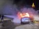 Bibiana, auto in fiamme in via Pinerolo: incolume il conducente
