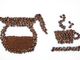 chicchi di caffè che fanno tazza e tazzina