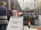 Strisce di colore sul pavimento di piazza San Carlo