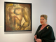 Romana Sironi di fianco all'opera &quot;Busto Virile&quot;
