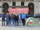 Operai Ex Embraco davanti alla Tenda del lavoro in piazza Castello