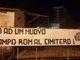 Striscione di CasaPound contro l'accampamento rom in strada del Portone