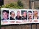 Lo striscione con le vittime della tragedia ThyssenKrupp