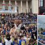 Claudia Colli in tre momenti delle celebrazioni per la &quot;Festa dell'Europa&quot;