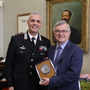 Il colonnello Fabio Federici con Alessandro Barbero Il colonnello Fabio Federici con Alessandro Barbero