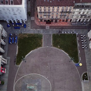 Una veduta aerea di piazza Carlo Alberto