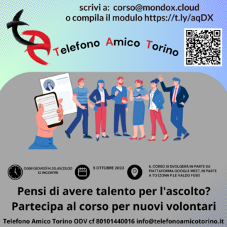 Volantino che promuove Telefono amico