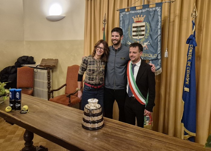 Vavassori con l'assessore Destefanis e il sindaco Salvai Vavassori con l'assessore Destefanis e il sindaco Salvai