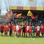 Un'immagine dell'aprile scorso: i giocatori del Bra festeggiano la promozione in Serie C Un'immagine dell'aprile scorso: i giocatori del Bra festeggiano la promozione in Serie C
