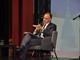Il presidente nazionale di Confindustria Emanuele Orsini sul palco del Teatro Sociale di Alba
