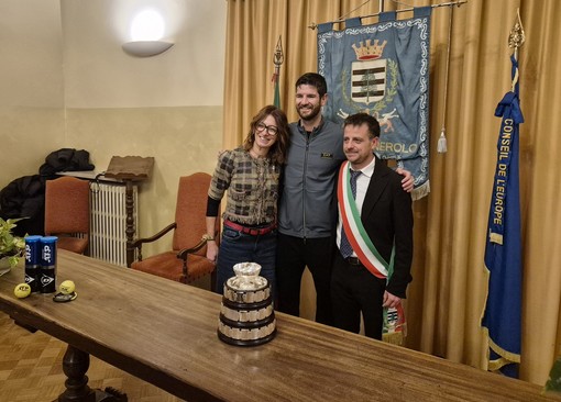 Vavassori con l'assessore Destefanis e il sindaco Salvai Vavassori con l'assessore Destefanis e il sindaco Salvai