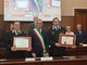 Il sindaco Claudio Castello con il Comandante della Legione dei Carabinieri Generale di Divisione Mariano Ignazio Mossa, ed il Maggiore Dario Ferrara (a destra)