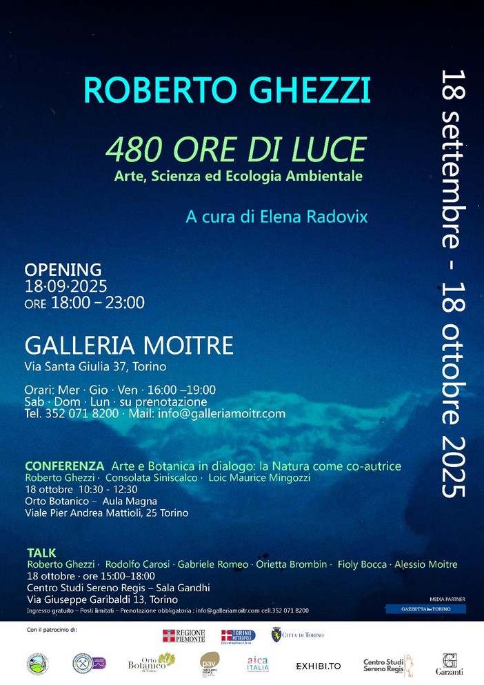 480 Ore di Luce: dal 18 ottobre un viaggio artistico tra Natura, Scienza e Ecologia