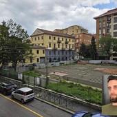 L'area dell'ex asilo di via Pinelli (nel riquadro il consigliere Caputo) L'area dell'ex asilo di via Pinelli (nel riquadro il consigliere Caputo)