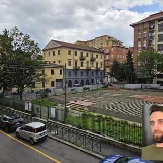 L'area dell'ex asilo di via Pinelli (nel riquadro il consigliere Caputo)