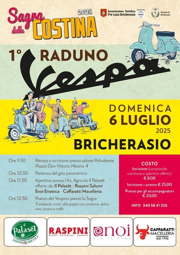 Bricherasio accende i motori: arriva il 1° Raduno Vespe alla Sagra della Costina