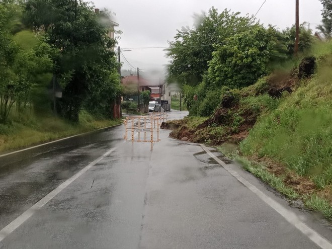 Una frana causata dal maltempo a maggio