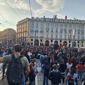 Foto di una manifestazione pro Gaza nel centro di Torino