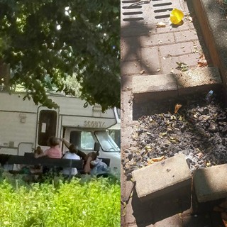 Camper a Mirafiori e falò accesi per terra